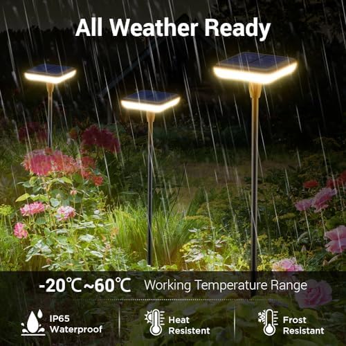 Solar Lights Outdoor Garden 4 Pack Solar Pathway Light 31" Tall Solar Landscape Lights 34LM Bright Up to 12H IP65 Waterproof Auto On/Off for Walkway Outside Yard Path Patio Lawn Flower Bed plant Decor - Image 5