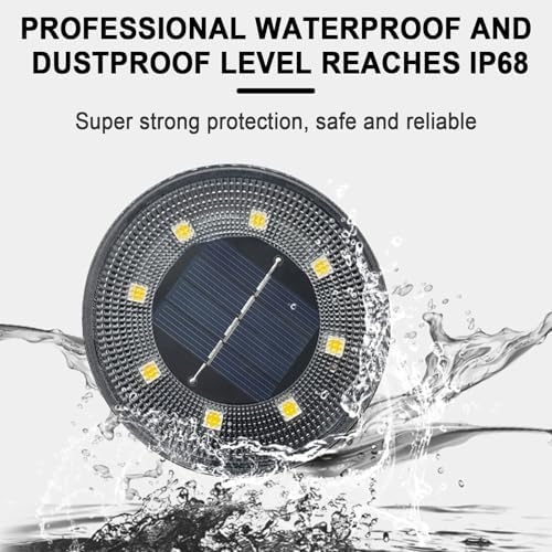 12 Solar Ground Lights Outdoor, IP68 Waterproof Garden Upgrade Outdoor Light LED Landscape Lighting Solar Disc Lights for Patio Pathway Yard, Paths, Decks, Lawns, Driveway, Walkway(White) - Image 5