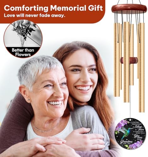 Personalized Hummingbird Remembrance Wind Chime for Grandma – Custom Name & Life Years Keepsake – “A Loving Thought, A Silent Tear” Gift for Family – Garden Tribute for Grandmother’s Memory - Image 4