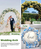 Queension 8Ft Wide 7Ft High Metal Wedding Arch for Ceremony Party, Gold - Image 5