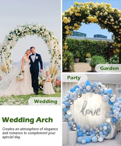 Queension 8Ft Wide 7Ft High Metal Wedding Arch for Ceremony Party, Gold - Image 5