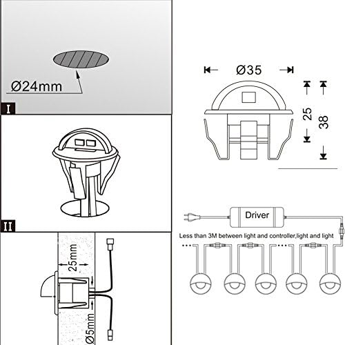 10 Pack Low Voltage Deck Lights kit, Φ1.38 Cold White LED Lighting Bronze - Image 3