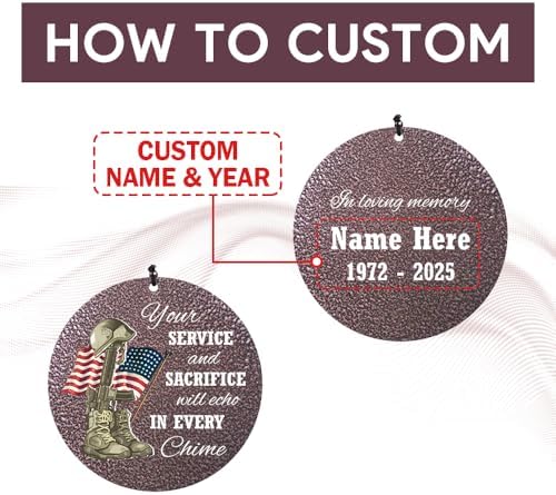 36/45inch Personalized Wind Chimes Memorial for US Veteran - Image 2