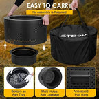 24 Inch Smokeless Fire Pits for Outside with Portable Carrying Storage Bag, Low Smoke Outdoor Fireplace for Bonfire Picnic Backyard on Beach, Black, XL - Image 5