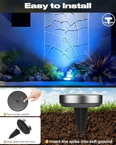 btfarm 16 Pack Solar Lights Outdoor Waterproof, 8 LED Solar Ground Lights - Image 4