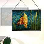 Butterfly Emerging from Chrysalis Rectangular Stained Glass Suncatcher – Hanging Window Panel with Animal & Nature Scene – Vibrant Glass Art Gift for Wildlife, Fantasy, Nature Lovers XGNTPJ - Image 3