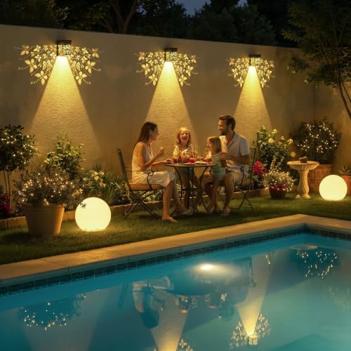 2Pk Solar Fence Lights Outdoor Wall Lights Butterfly Theme Decor - Image 3