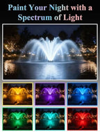 Pond Fountain Aerator with Lights, 1 HP with Dynamic RGB Lighting, Adjustable Modes, Digital Timer, for Large Ponds, Lakes & Outdoor Water Features, 15,000 GPH, 750W 110V, 100FT Cord - Image 2