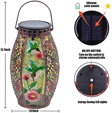 Solar Lantern Outdoor Waterproof, Hummingbird Gifts for Women Garden Decor - Image 5