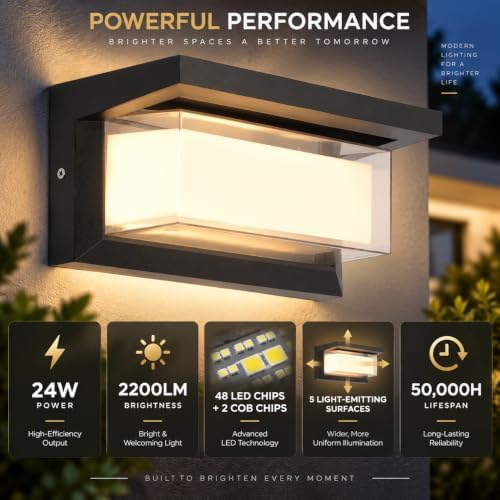 Outdoor Wall Lights, Outdoor Lights for House, 2200LM 3CCT Dimmable IP65 - Image 5