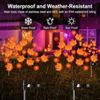 JUSTUP 2PCS Solar Halloween Flower Shaped Ground Lights, IP44 Waterproof LED Mood Lighting with Three Lighting Modes, Outdoor Garden Lawn Decor for Courtyards & Halloween Parties (Yellow Maple Leaf) - Image 4