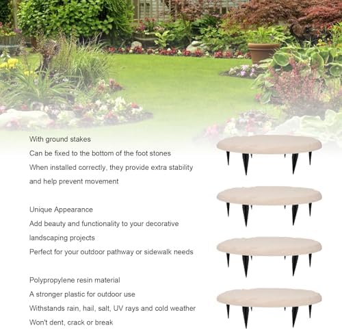 Garden Stepping Stones Beige Decorative Outdoor Stepping Stone with Ground Stakes for Lawn Garden Pathway Walkway - Image 5