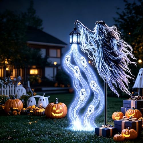 Halloween Soul Harvester Animated Solar Powered Garden Light,Halloween Ghost Yard Light, Solar Witch and Glowing Soul Stake, for Lawns, Gardens, Porches, Walkways and Seasonal Outdoor Displays (#A) - Image 6