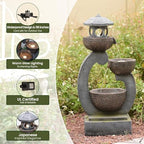 Tankana 35.5" H Water Fountain Outdoor Garden 3-Tier Cascading Bowl Japanese Fountain Waterfall with LED Light Japanese Garden Style for Patio Yard Balcony Zen Home Decor, Bronze Finish - Image 6