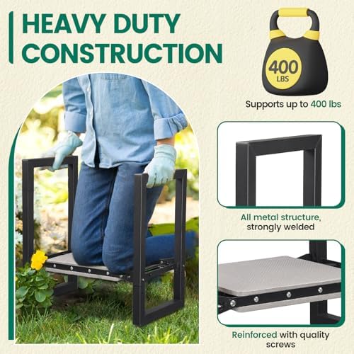 Garden Kneeler and Seat - Heavy Duty Folding Garden Stool with Handles, Stable Kneeling Device Bench Chair Gardening Tools Gifts for Women Men Seniors Gardeners Outdoor Weeding Planting - Image 6