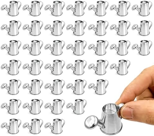 40Pcs Mini Watering Can Mini Galvanized Watering Can Silver Miniature Watering Pot, Small Metal Kettle for House Crafts, Garden Ornaments, Gardening Landscape, Party Favors, Dollhouse Decor by Unknown