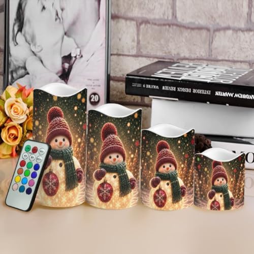Christmas Snowman Electric Flameless Candles Set of 4 - Image 4