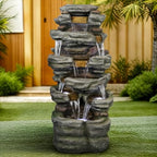 SunJet 47.2" High Cascading Rock Outdoor Water Fountain with LED Lights - Large Outdoor Resin Fountains and Waterfalls for Garden or Patio, Yard, and Deck Decor, Featuring Natural Stone Look - Image 3