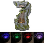 Alpine Corporation WIN1628 32" Outdoor Tree Bark Water Fountain with Color-Changing LED Lights, Cascading Waterfall Garden Fountain for Backyard, Patio & Outdoor Décor, Gray by Unknown