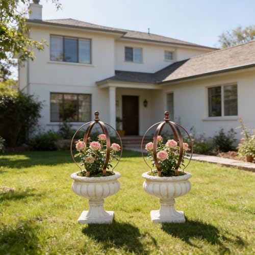 2PCS Bronze Metal Garden Trellis Obelisk for Climbing Plants - Rust-Resistant Powder Coated Outdoor Topiary Frame for Roses and Potted Plants - Versatile and Durable Garden Support Structure - Image 6
