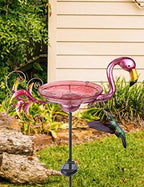 MUMTOP Outdoor Bird Bath Solar Birdbath Garden Feeder with Metal Stake,Pink - Image 5