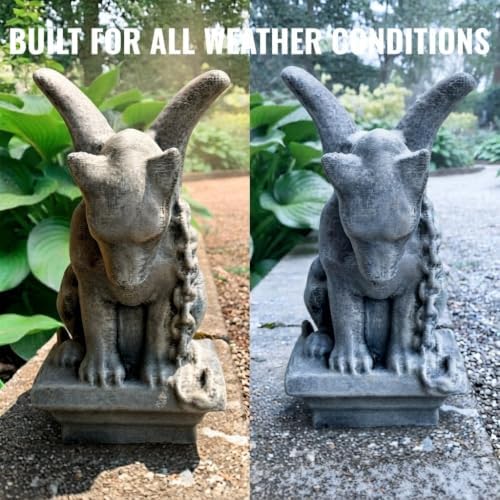 OLOMA Gothic Gargoyle Concrete Garden Statue Fantasy Outdoor Decor Handmade Dragon Sculpture Cement Mystical Creature Accent Art Patio Yard Lawn Porch Entryway Decor Mystery Lover Gift - Image 4