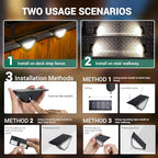PATIOWIN 12 Pack Solar Step Lights for Outside, 24 LEDs Solar Stair Lights Waterproof IP65, Solar Deck Lights Outdoor Decor for Garden, Porch, Pathway, Patio, Fence(Cold White) - Image 6