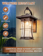 18" H Extra Large Porch Sconce Oil Rubbed Bronze Large Exterior Wall Lantern Deep Brown Outside House Lamps Waterproof Mission Outdoor Lighting with Seeded Glass for Villa Garage Coach Light - Image 7