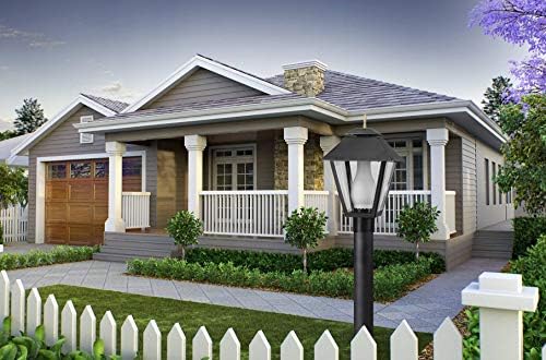 Solus Colonial with Glass Chimney Outdoor Post Top Light – SPC112 Fixture with LED Bulb, Fits 3" Pole, Clear Acrylic Shade, Black or White, Made in USA, Non-Corrosive, (Black, Warm White (3000K)) - Image 2