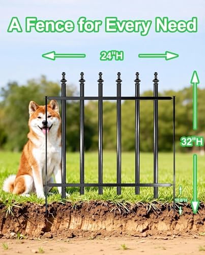 10-Panel Strong Dog Fence, 32in H x 24ft L, Thickened Hollow Iron Tubes, High-Density Metal Barrier for Yard, No Dig Temporary Fencing - Image 3