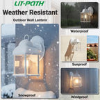LIT-PaTH Outdoor Wall Light Fixture, Aluminum Glass, White, 2 Pack - Image 3