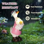Solar Porch Goose Garden Statue with Glowing Flower, 11.5" Solar Duck Garden Decor for Outdoor, Waterproof Animal Figurine with Auto Light for Yard Lawn Patio - Unique Gift for Mom Grandma Women - Image 4