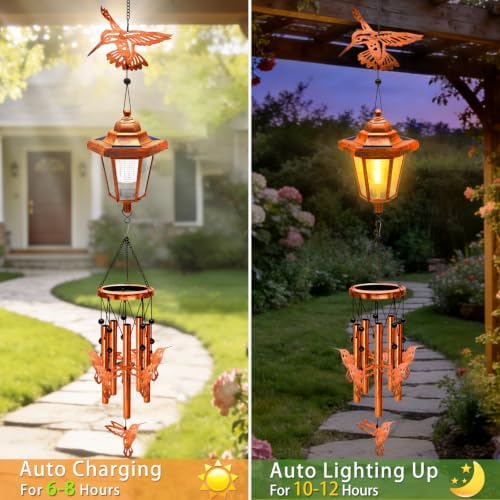 VOOKRY Solar Wind Chimes for Outside, Hummingbird Gifts for Women Birthday - Image 3