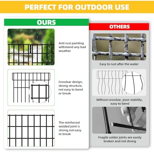ULIOK 46 Panels Animal Barrier Fence, Garden Fence Animal Barrier, No Dig Fencing, 65.2ft(L) x 13in(H) Dog Fencing Rabbit Fences, 1.5in Spike Spacing Rustproof Metal Fences Border for Outdoor Yard - Image 3