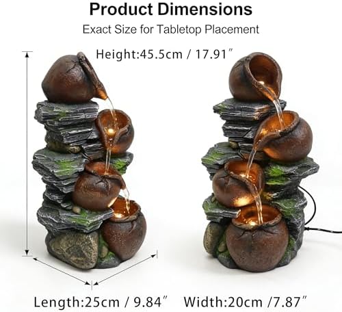 4-Tiered Outdoor Tabletop Water Fountain 17.9” - Image 2
