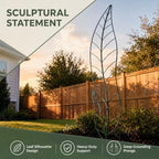 Oversize Leaf Metal Trellis, Tall Robust Plant Support Structure - Image 4