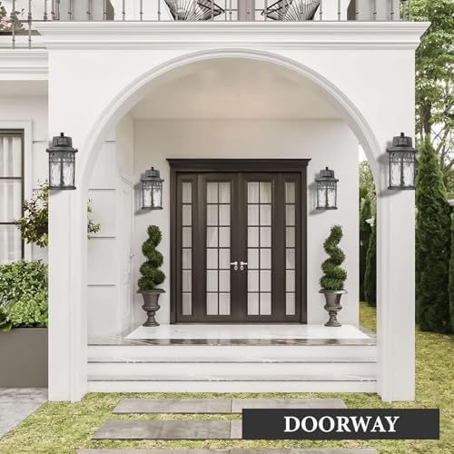 Darkaway Outdoor Porch Lights Wall Mount, Outside Light Fixtures Sconces Wall Lighting with Water Ripple Glass Waterproof Exterior Lights for Patio Yard House Hallway Doorway Garage - Image 2