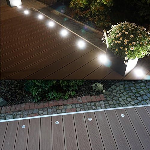Deck Lights Outdoor Waterproof Low Voltage Lighting Kit Stainless Steel 1W Outdoor Yard Garden Decoration Lamps Landscape Pathway Patio Step Stairs Silver Border(30pcs,Cool White) - Image 2