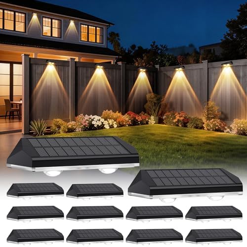 AUDLES Solar Fence Lights Outdoor Waterproof, Fence Lights Solar Powered with 3 CCT Modes, Solar Wall Light for Outside, Step, Patio, Garden, Deck, Stairs - 12 Pack by AUDLES