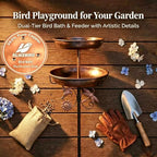 2-in-1 Bird Bath Feeder Set Antique Bronze with Copper Disk - Image 2