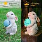 Solar Easter Rabbit Garden Statues Outdoor Easter Decorations Resin Bunny Figurine with Egg Changing LED Lights for Porch Patio Lawn Yard Gardening Gifts for Mom Grandma - Image 3