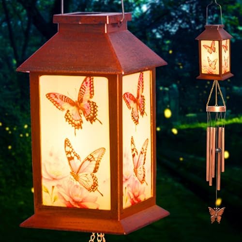 Butterfly Lantern Wind Chimes, Solar Butterfly Wind Chime, Gifts for Mom, Women, Grandma, Garden Courtyard Lawn Decor, Gift for Christmas and New Year, Mobiles Decorative Gifts - Image 3