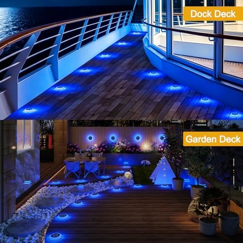 Blue Solar Driveway Lights Outdoor 6 Pack Dock Deck Lights IP68 Waterproof - Image 2