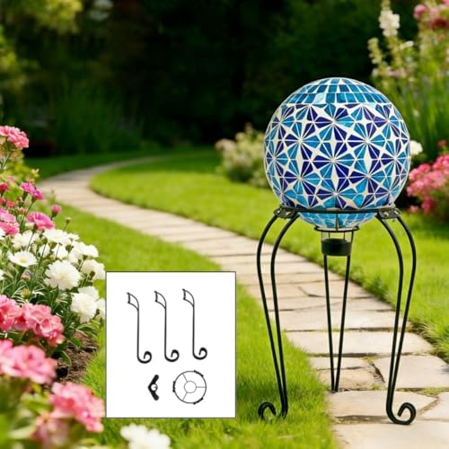 SAVENNA Metal Gazing Ball Stand, 10" Sturdy Iron Globe Holder for 8–12 Inch Garden Globes, Outdoor Yard & Lawn Decor, Black - Image 6