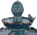 Bathing Bird 28 1/4" High Turquoise Ceramic 2-Tier Floor Outdoor Fountain - Image 3