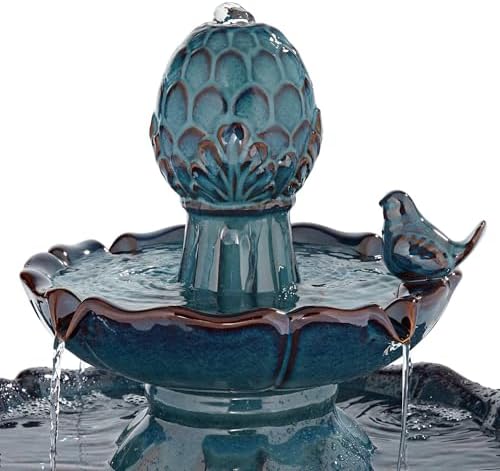 Bathing Bird 28 1/4" High Turquoise Ceramic 2-Tier Floor Outdoor Fountain - Image 3