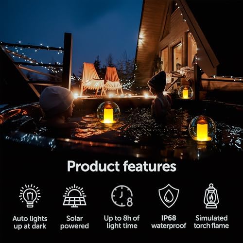 VISOFO Solar Floating Pool Lights for Swimming Pool, Flame Led Lamp, 1 pcs - Image 4