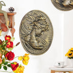 Sungmor Gold Cast Iron Wall Decor,Oval-shaped Classical Lady Relief Plaque - Image 5