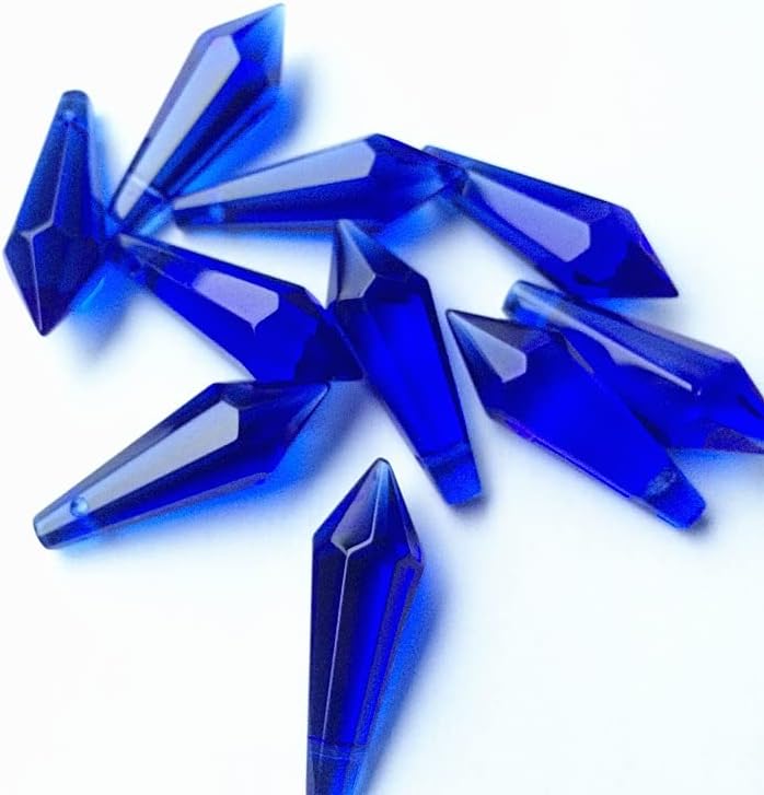 Garden Suncatchers 30pcs 36MM Chandelier Pendant Blue Chandelier Glass Crystal Icicle Prisms (with Ring) Hang Pendants for Candelabra,Ceiling Lights Handmade Pendant Necklaces - Image 3