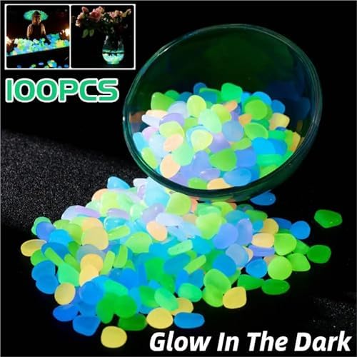 Glow in The Dark Pebbles 600 Pcs Glow in The Dark Pebbles Water Tank Luminous Stones Garden Path Aquarium Glowing Outdoor Decorations(Rose) - Image 3